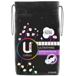 U By Kotex Pads O/Night Reg8PK