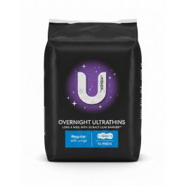 U By Kotex Pads Overnight U/T REGULAR WING 10PK