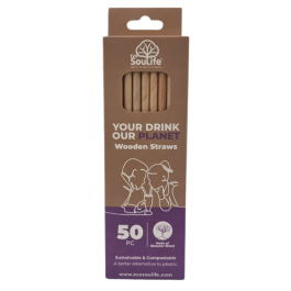 EcoSouLife Wooden Straws 50PK