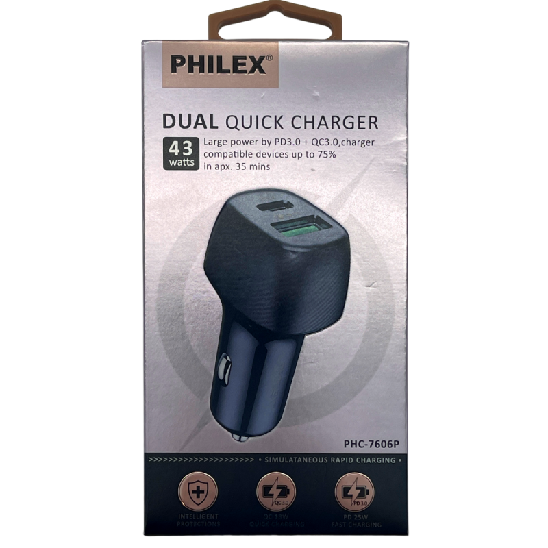 Dual QC 43W USB+Type C PHILEX