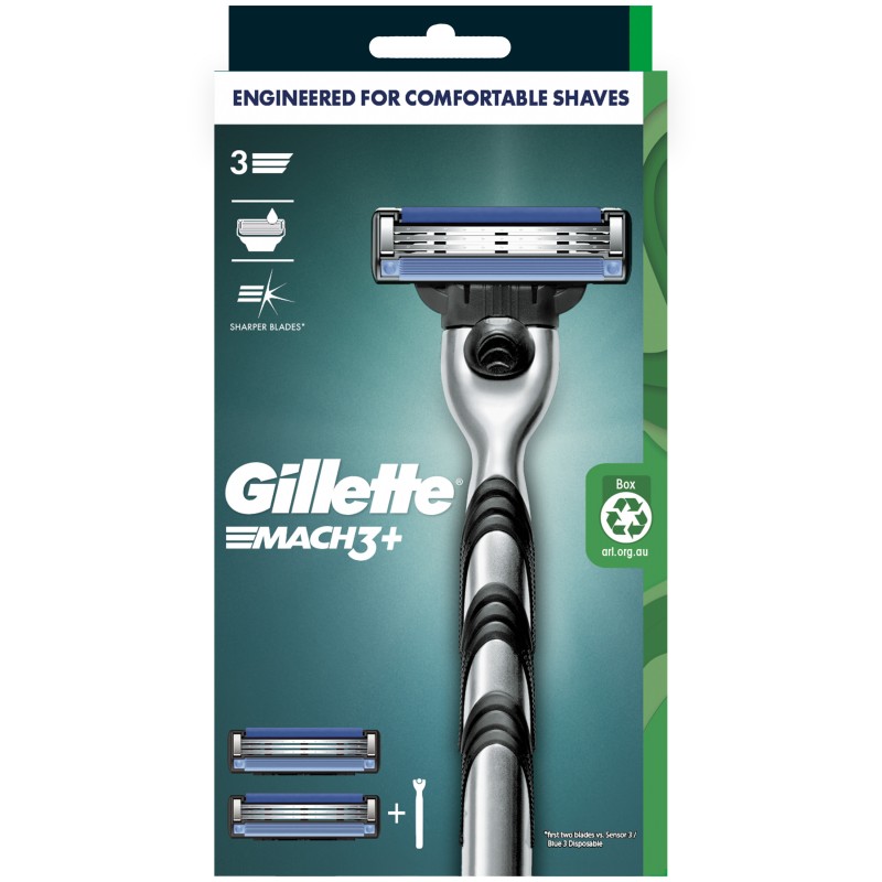 Gillette Mach3 PLUS Razor 2pk Cart +1 Handle