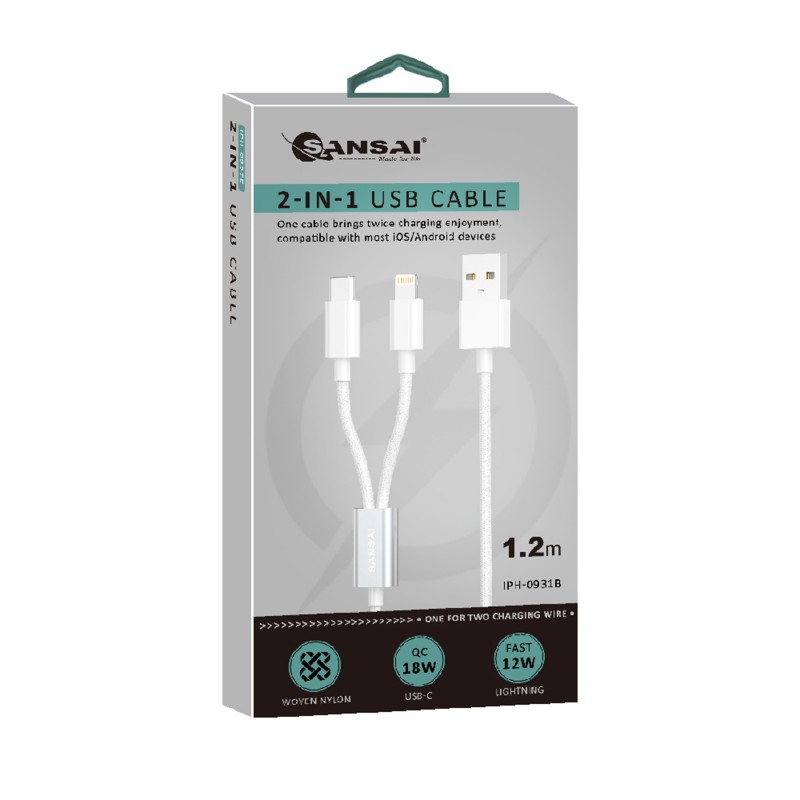 2in1 USB Cable USB-C>Lightning