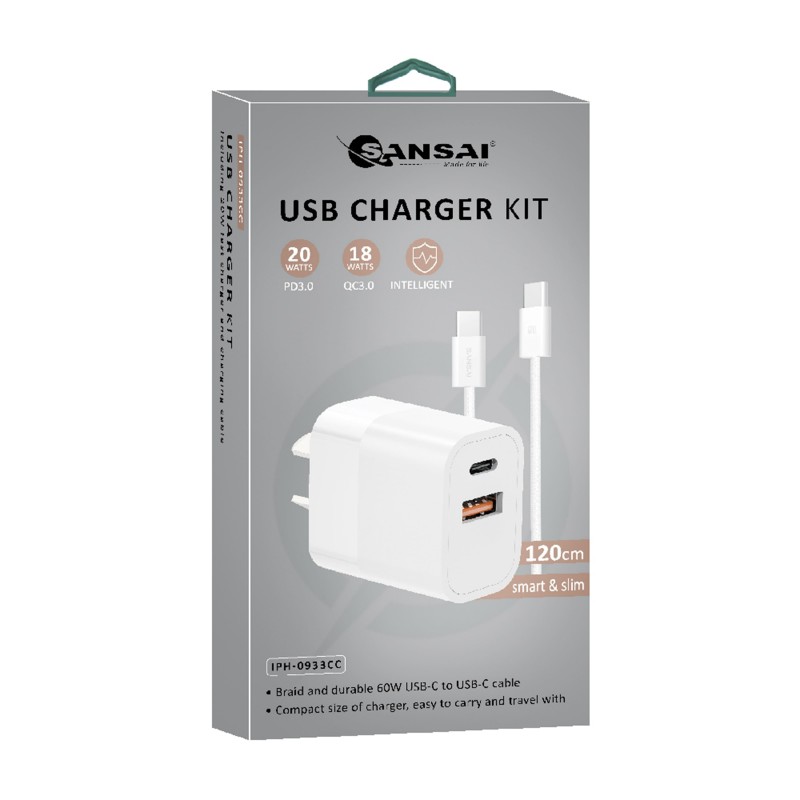 Wall Charger BRAID USBC>C 20W