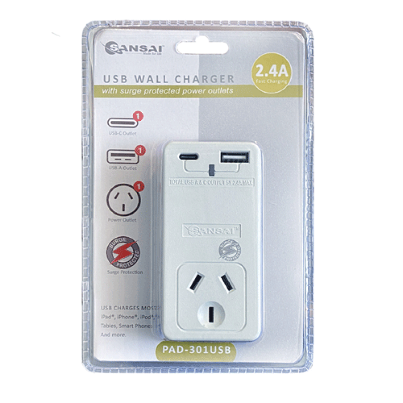 Wall Charger USB/Type-C+Socket