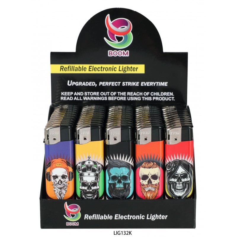 Boom Elec Lighter Skull 50PK