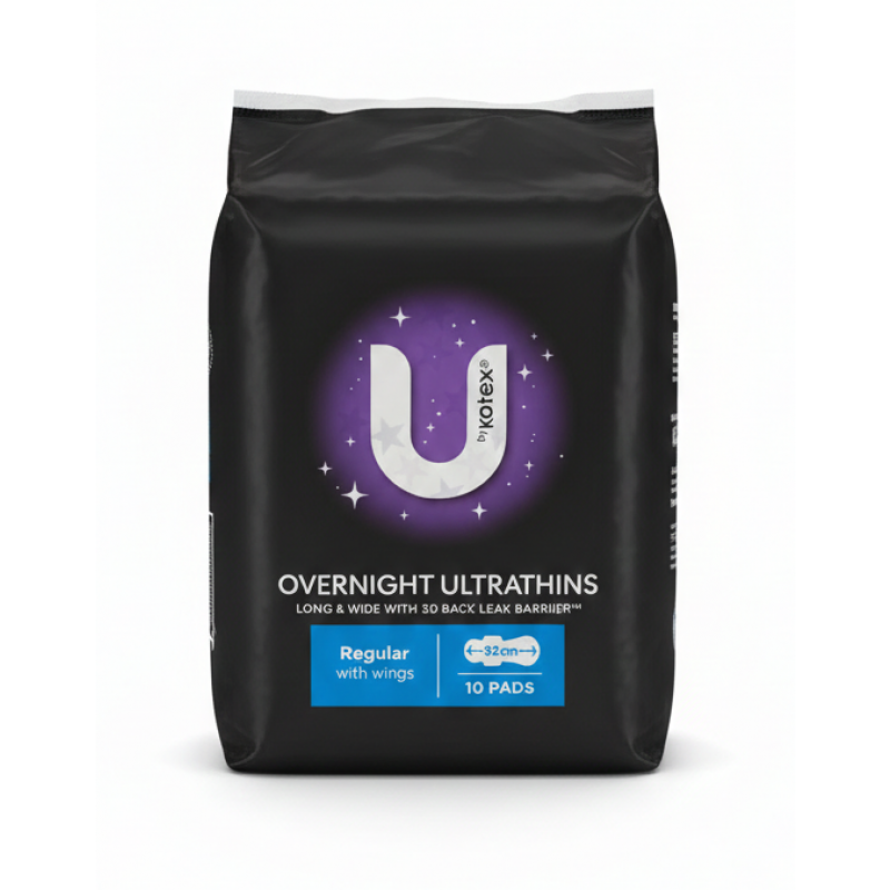 U By Kotex Pads Overnight U/T REGULAR WING 10PK