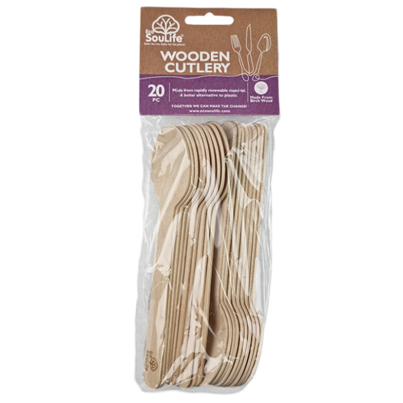 EcoSouLife Wooden Spoons 20PK