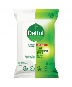 DETTOL 2in1 Hands & Surfaces Wipes 15pk