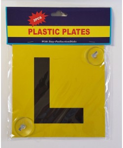 L Plate plastic yellow 