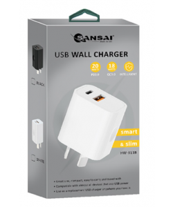 Wall Charger USB-C+USB-A SLIM
