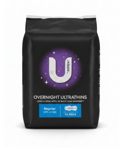 U By Kotex Pads Overnight U/T REGULAR WING 10PK