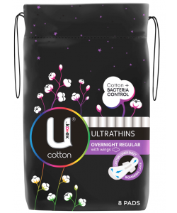 U By Kotex Pads O/Night Reg8PK