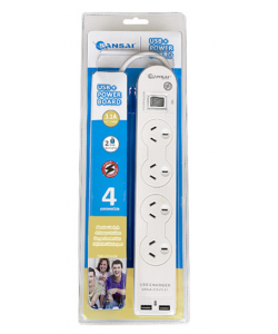 Power Board 4 Outlets + 2USB