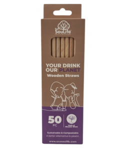 EcoSouLife Wooden Straws 50PK